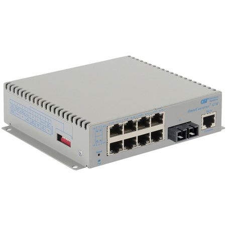 Omnitron Systems OmniConverter Managed Gigabit, MM ST, RJ-45, Ethernet Fiber Switch - 2823-2-18-1W