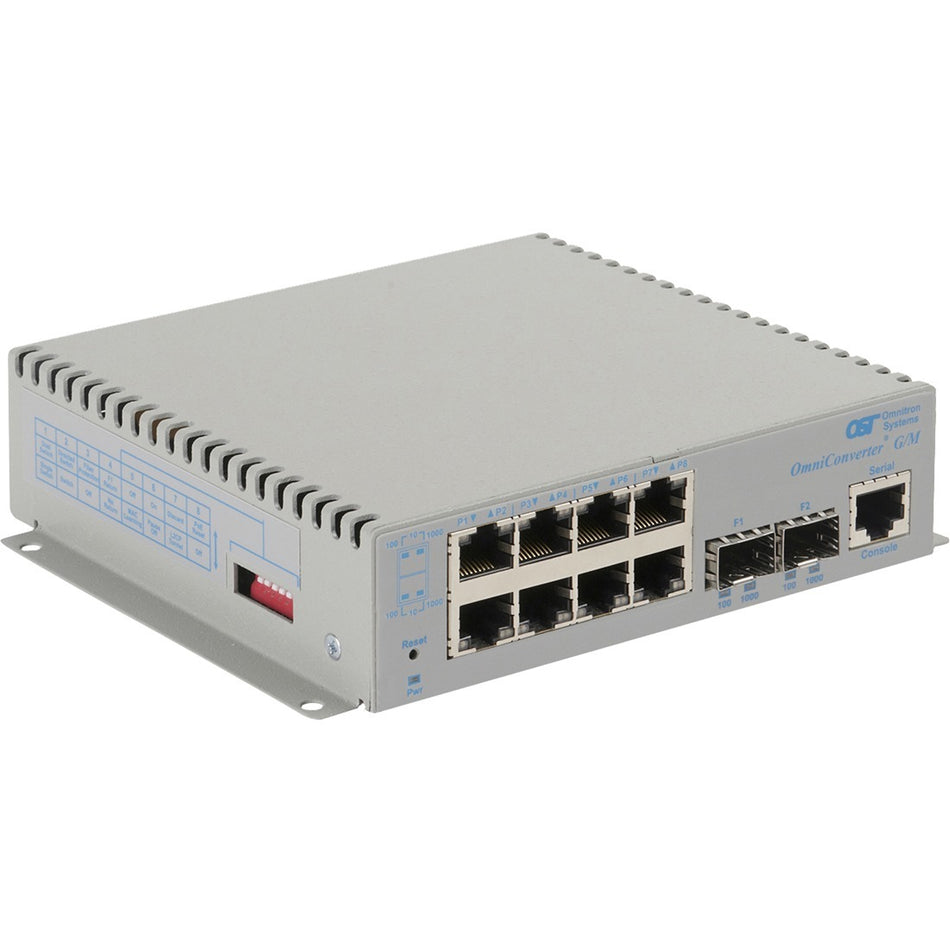 Omnitron Systems OmniConverter Managed Gigabit PoE+, 2xSFP, RJ-45, Ethernet Fiber Switch - 2839-0-28-9Z