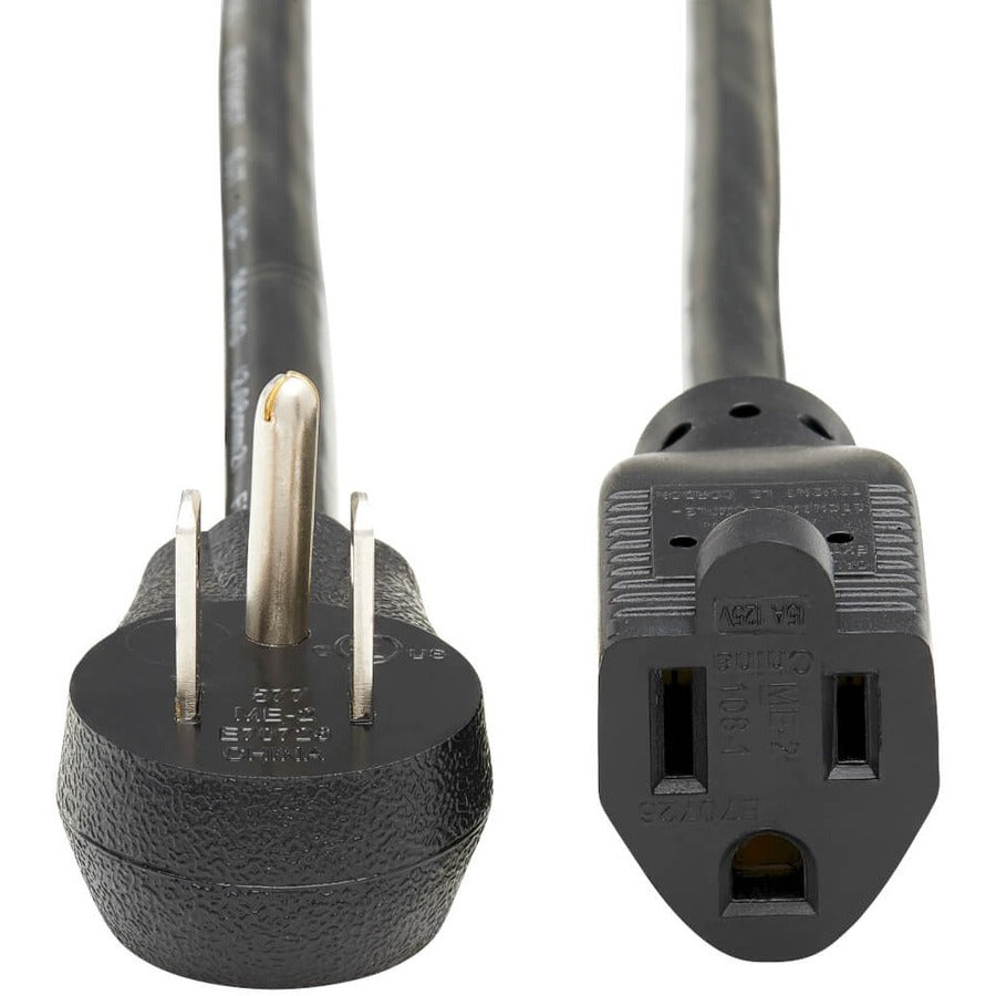 Eaton Tripp Lite Series Power Extension Cord, Right-Angle NEMA 5-15P to NEMA 5-15R - Heavy-Duty, 15A, 120V, 14 AWG, 6 ft. (1.83 m), Black - P024-006-15D