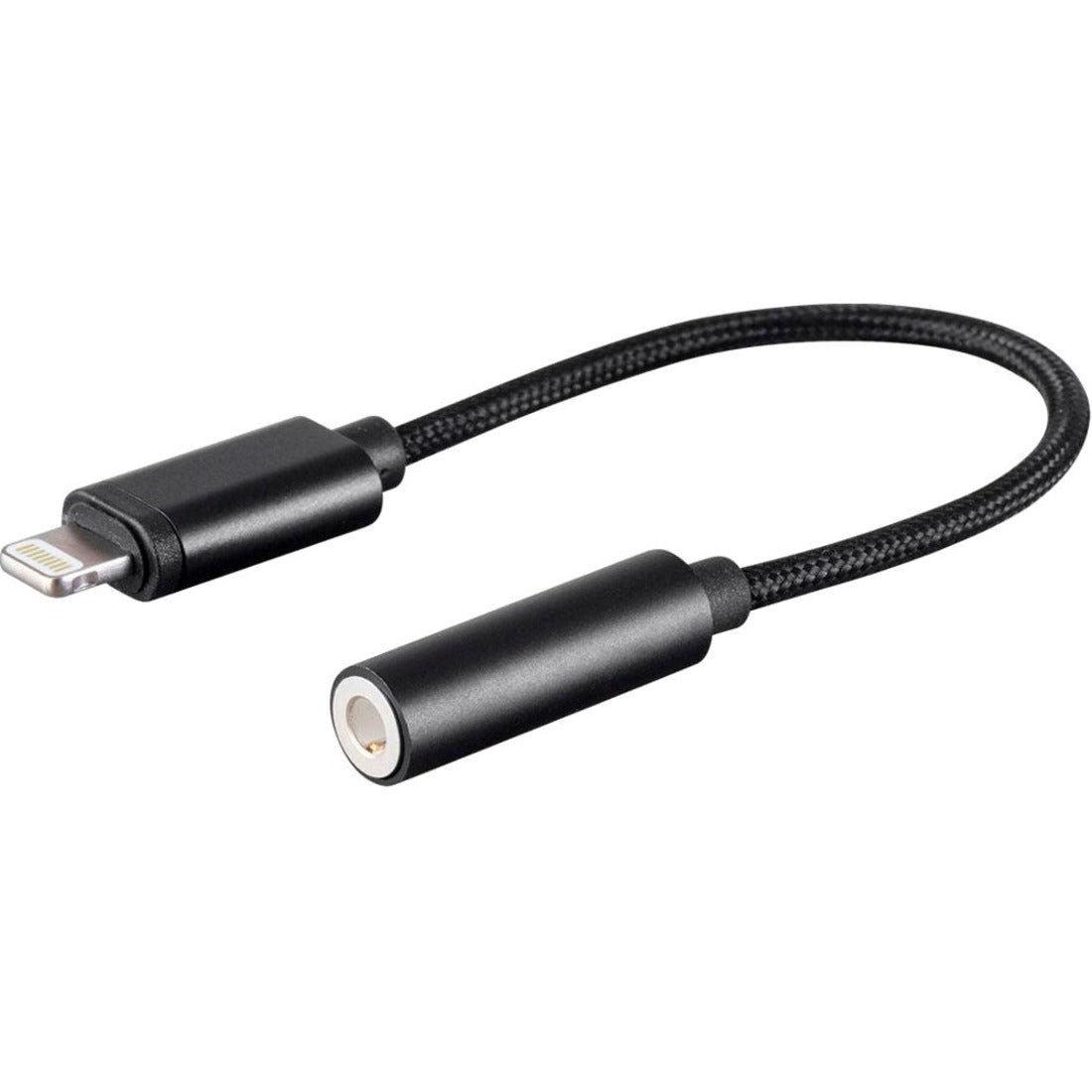 Monoprice MFi Certified Lightning to 3.5mm Audio Adapter, Nylon Braid, Black - 36444