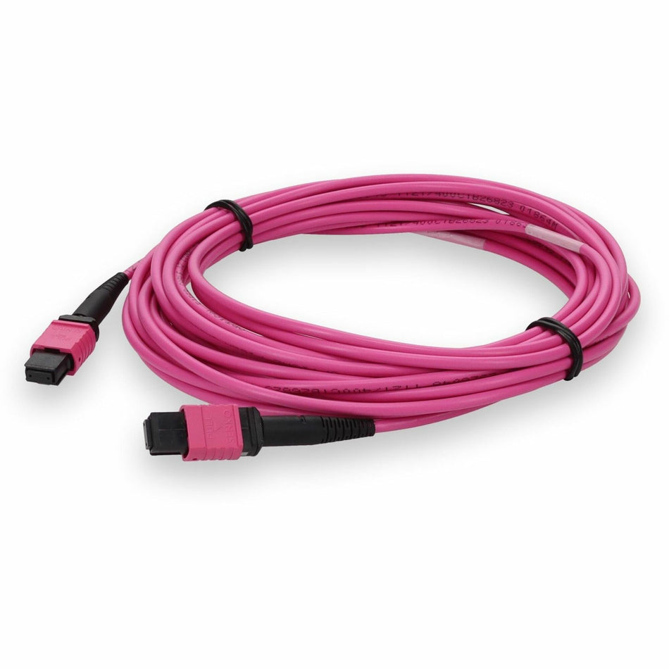 AddOn 5m MPO (Female) to MPO (Female) 12-Strand Crossover Magenta OM4 OFNR (Riser-Rated) Fiber Patch Cable - ADD-MPOMPO-5M5OM4-MA