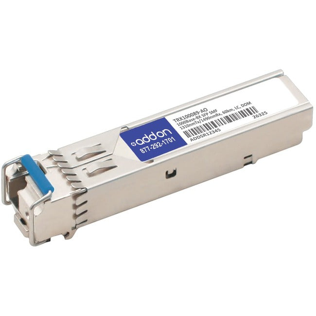 AddOn Transmode (Infinera) TRX100089 Compatible TAA Compliant 1000Base-BX SFP Transceiver (SMF, 1550nmTx/1310nmRx, 60km, LC, DOM) - TRX100089-AO