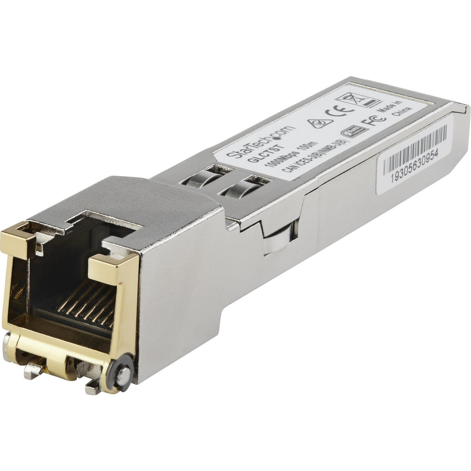 StarTech.com Juniper SFP-1GE-T Compatible SFP Module - 1000BASE-T - 1GE Gigabit Ethernet SFP to RJ45 Cat6/Cat5e Transceiver - 100m - SFP1GETST