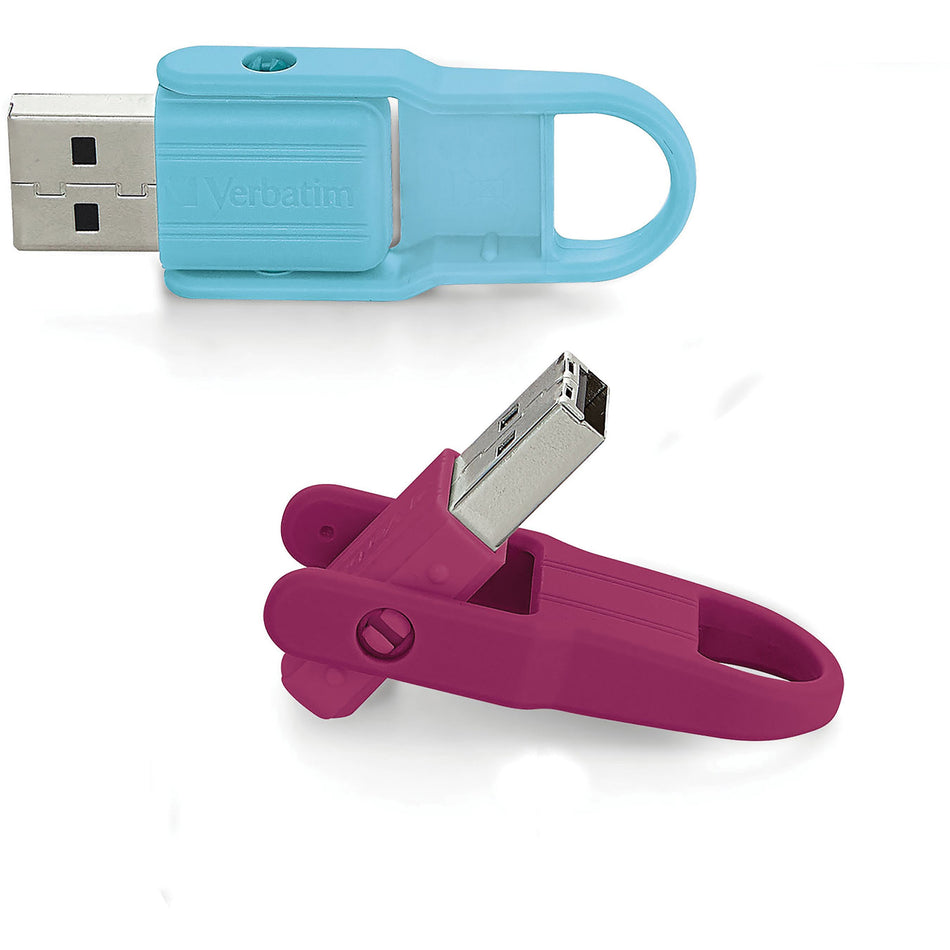 16GB Store 'n' Flip&reg; USB Flash Drive - 2pk- Berry, Blue - 70377