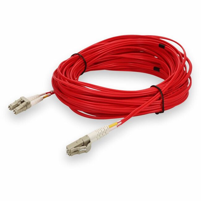 AddOn 20m LC (Male) to LC (Male) Red OM4 Duplex Fiber OFNR (Riser-Rated) Patch Cable - ADD-LC-LC-20M5OM4-RD