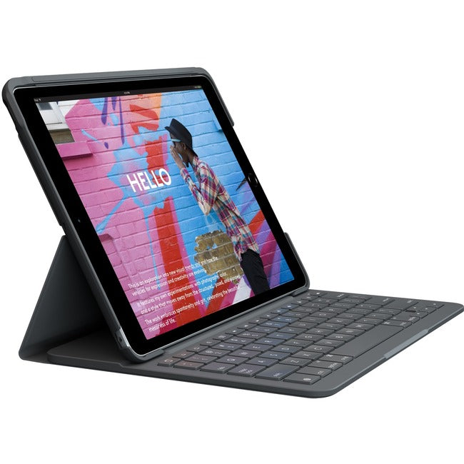 Logitech Slim Folio Keyboard/Cover Case (Folio) iPad (7th Generation), iPad (8th Generation), iPad (9th Generation) Tablet - Graphite - 920-009473