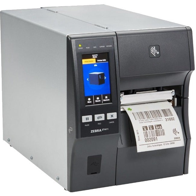 Zebra ZT411 Industrial Direct Thermal/Thermal Transfer Printer - Label Print - USB - Serial - Bluetooth - ZT41143-T0100A0Z