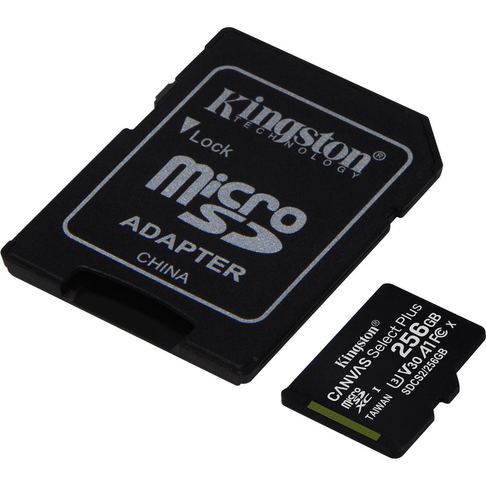 Kingston Canvas Select Plus SDCS2 256 GB Class 10/UHS-I (U3) microSDXC - 1 Pack - SDCS2/256GB