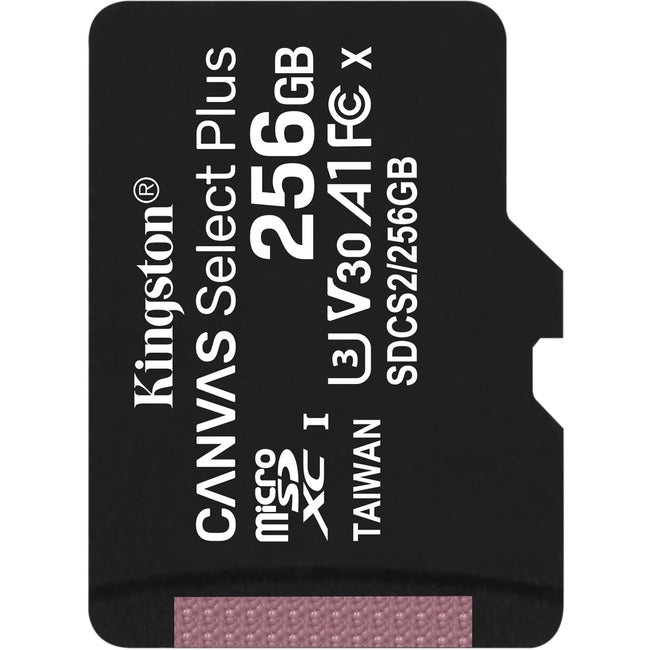 Kingston Canvas Select Plus SDCS2 256 GB Class 10/UHS-I (U3) microSDXC - 1 Pack - SDCS2/256GBSP