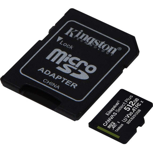 Kingston Canvas Select Plus SDCS2 512 GB Class 10/UHS-I (U3) microSDXC - 1 Pack - SDCS2/512GB