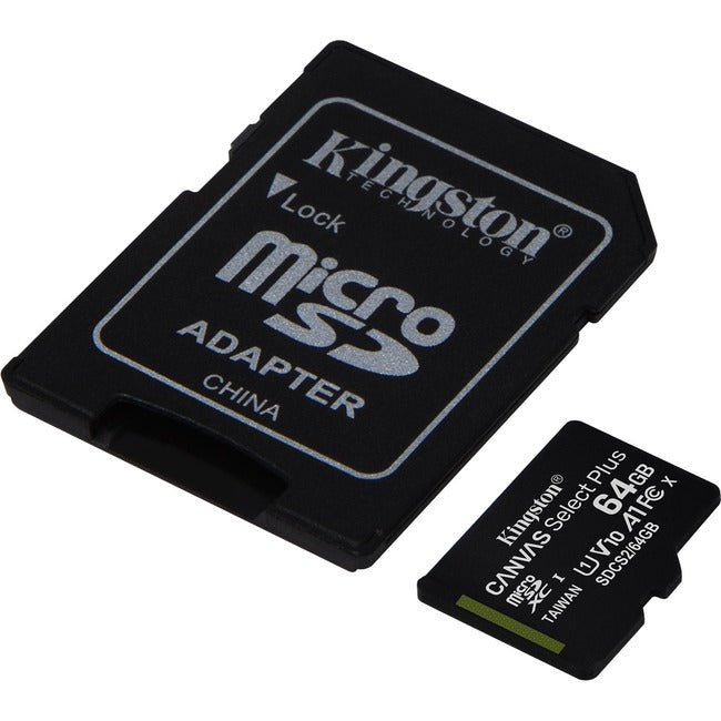 Kingston Canvas Select Plus SDCS2 64 GB Class 10/UHS-I (U1) microSDXC - 1 Pack - SDCS2/64GB