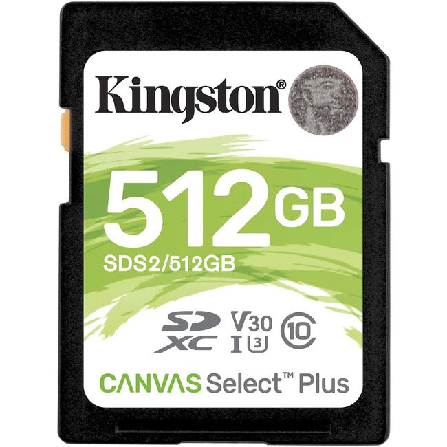 Kingston Canvas Select Plus SDS2 512 GB Class 10/UHS-I (U3) SDXC - 1 Pack - SDS2/512GB