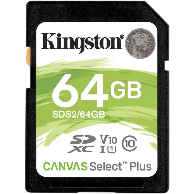 Kingston Canvas Select Plus SDS2 64 GB Class 10/UHS-I (U1) SDXC - 1 Pack - SDS2/64GB