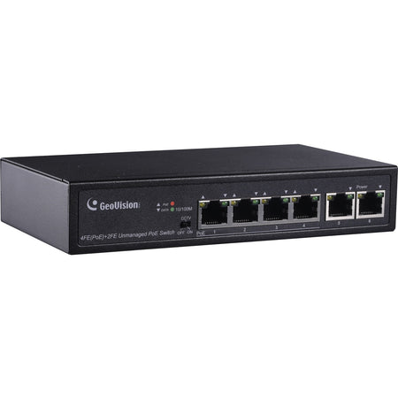 GeoVision 6-Port 10/100 Mbps Unmanaged PoE Switch with 4-Port PoE - GV-APOE0400