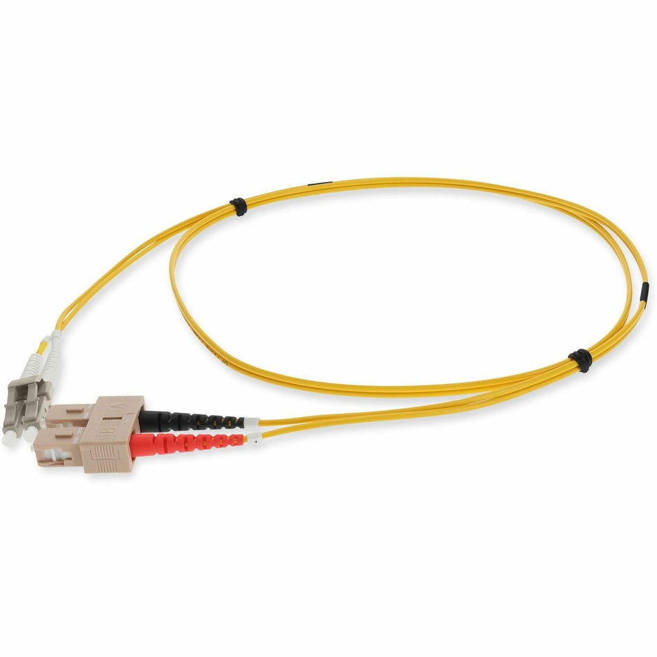 AddOn 1m SC to LC Yellow OM4 Duplex OFNP (Plenum-Rated) Fiber Patch Cable - ADD-SC-LC-1M5OM4P-YW