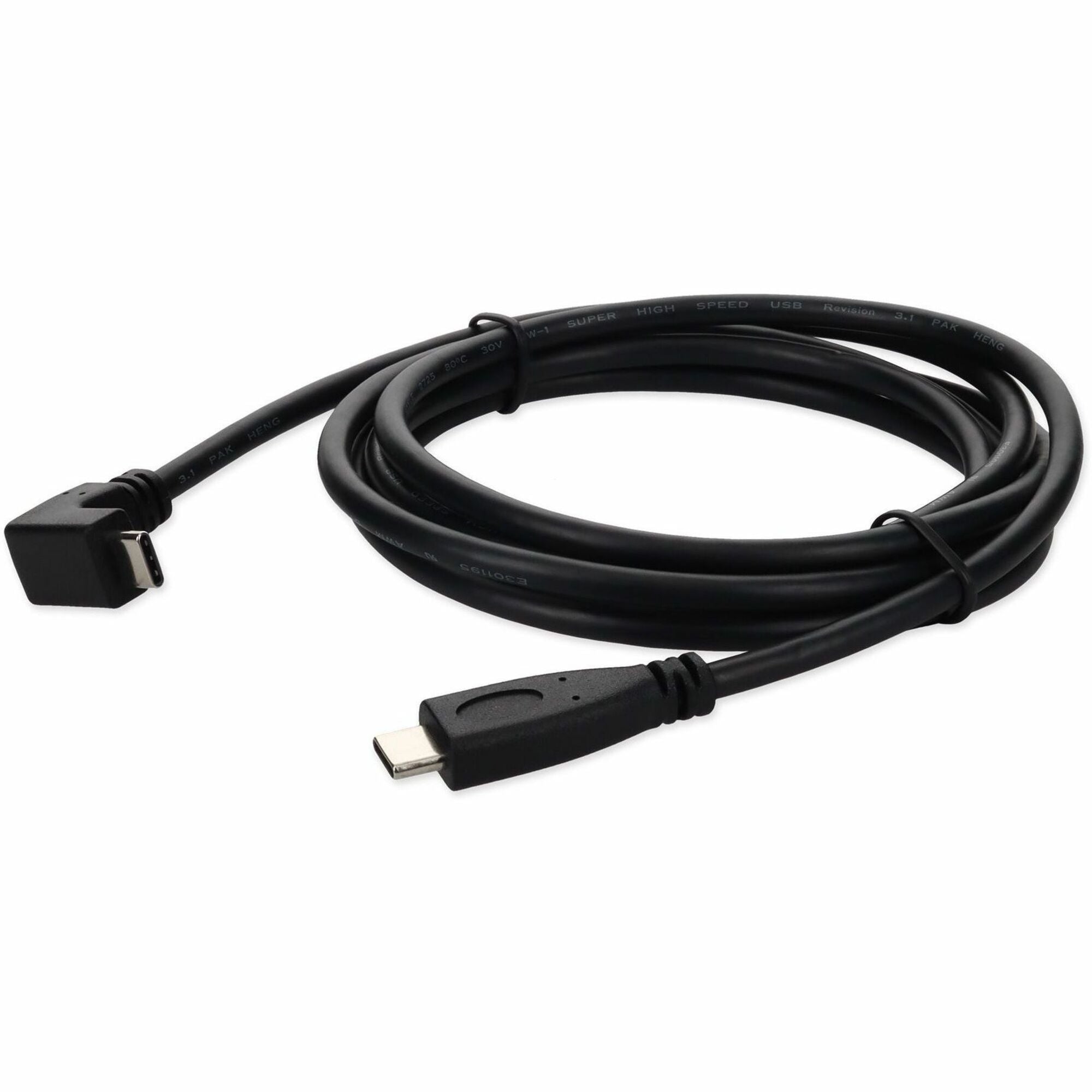 6ft (2m) USB-C 3.1 (Male) to USB-C 3.1 (Male) Right Angled Black Cable - USBC2USBCRT6FB-AA