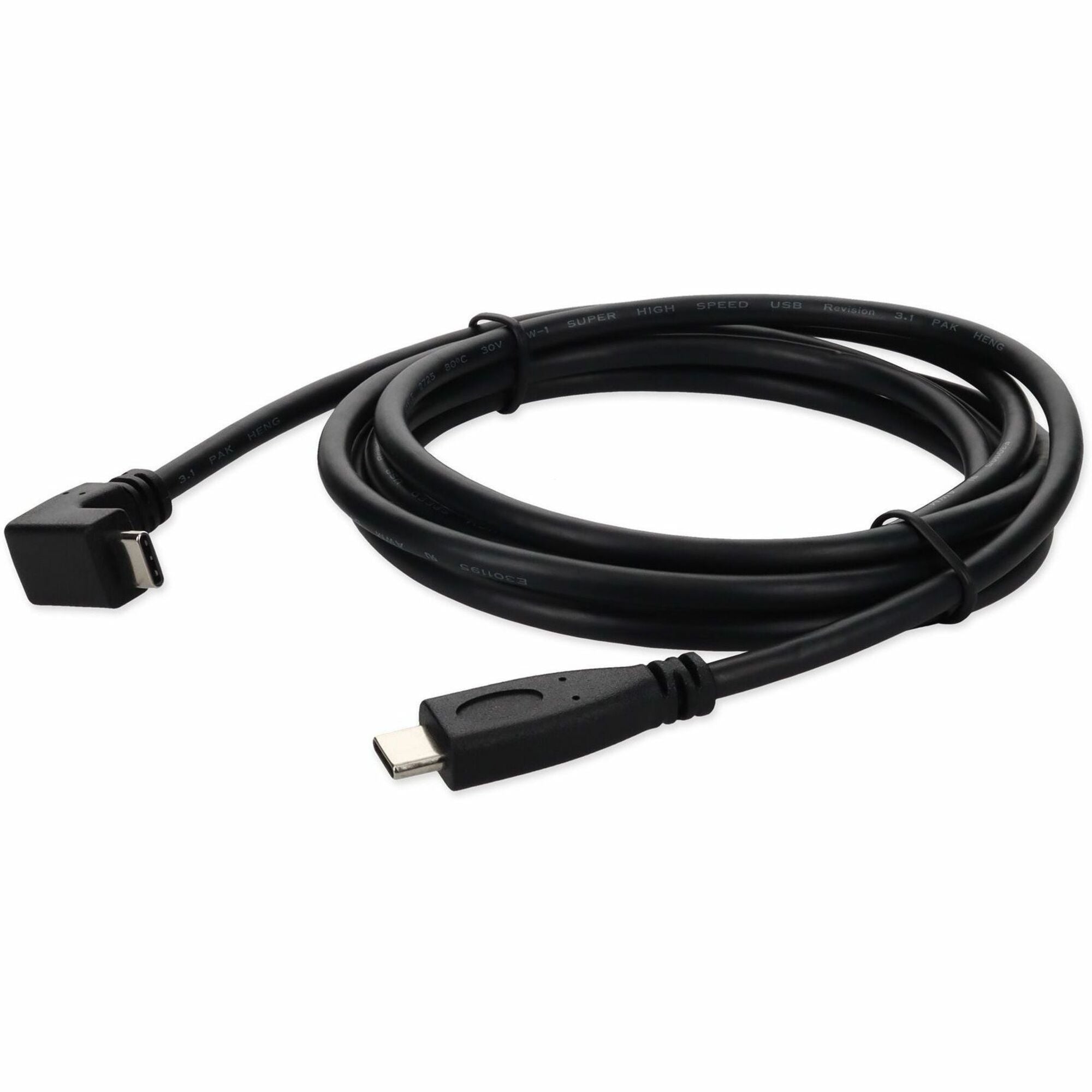 AddOn 6ft USB C 3.1 Male to USB C 3.1 Male Right Angled Black Cable - USBC2USBCRT6FB-AA