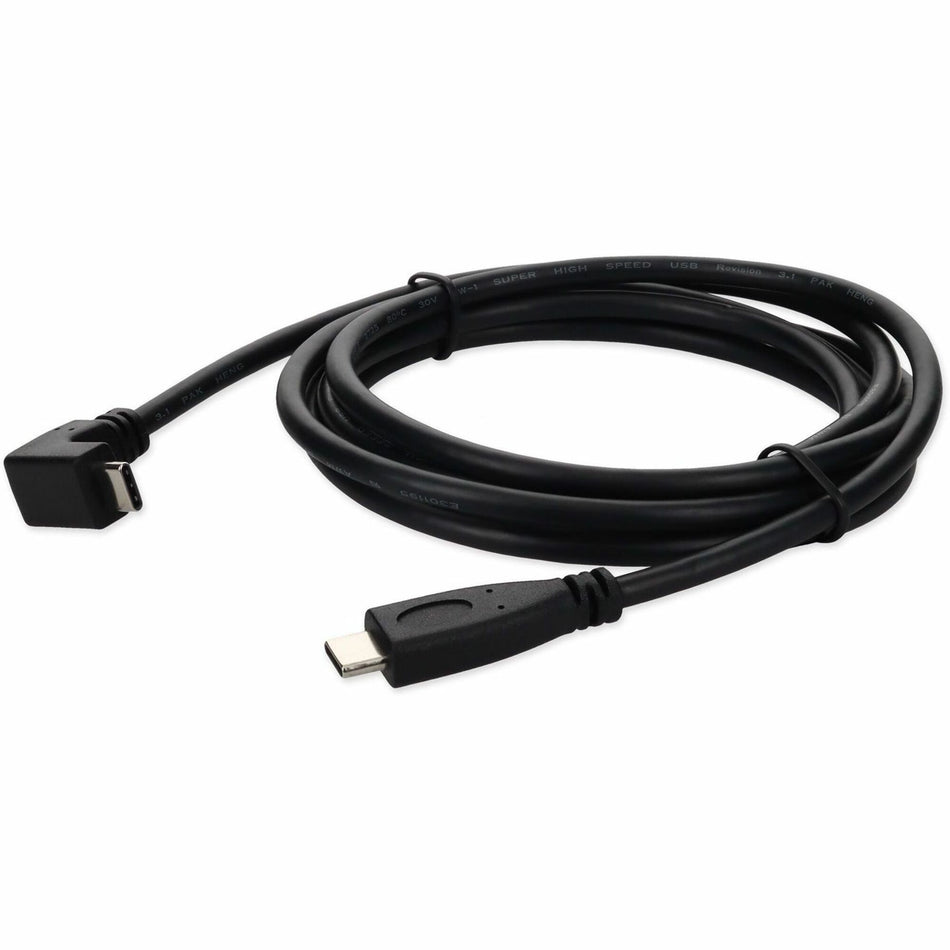 AddOn 6ft USB C 3.1 Male to USB C 3.1 Male Right Angled Black Cable - USBC2USBCRT6FB-AA