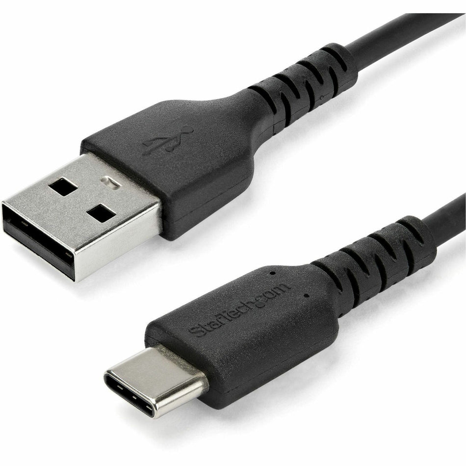 StarTech.com 2m USB A to USB C Charging Cable - Durable Fast Charge & Sync USB 2.0 to USB Type C Data Cord - Aramid Fiber M/M 3A Black - RUSB2AC2MB