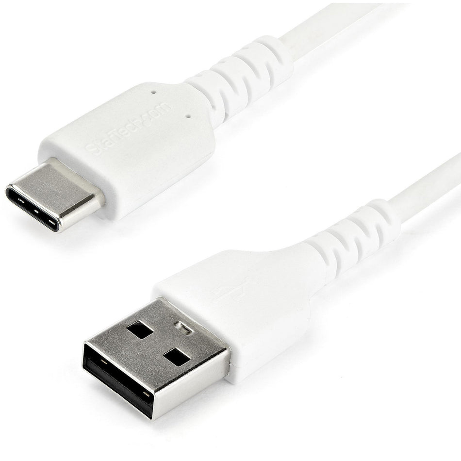 StarTech.com 2m USB A to USB C Charging Cable - Durable Fast Charge & Sync USB 2.0 to USB Type C Data Cord - Aramid Fiber M/M 3A White - RUSB2AC2MW