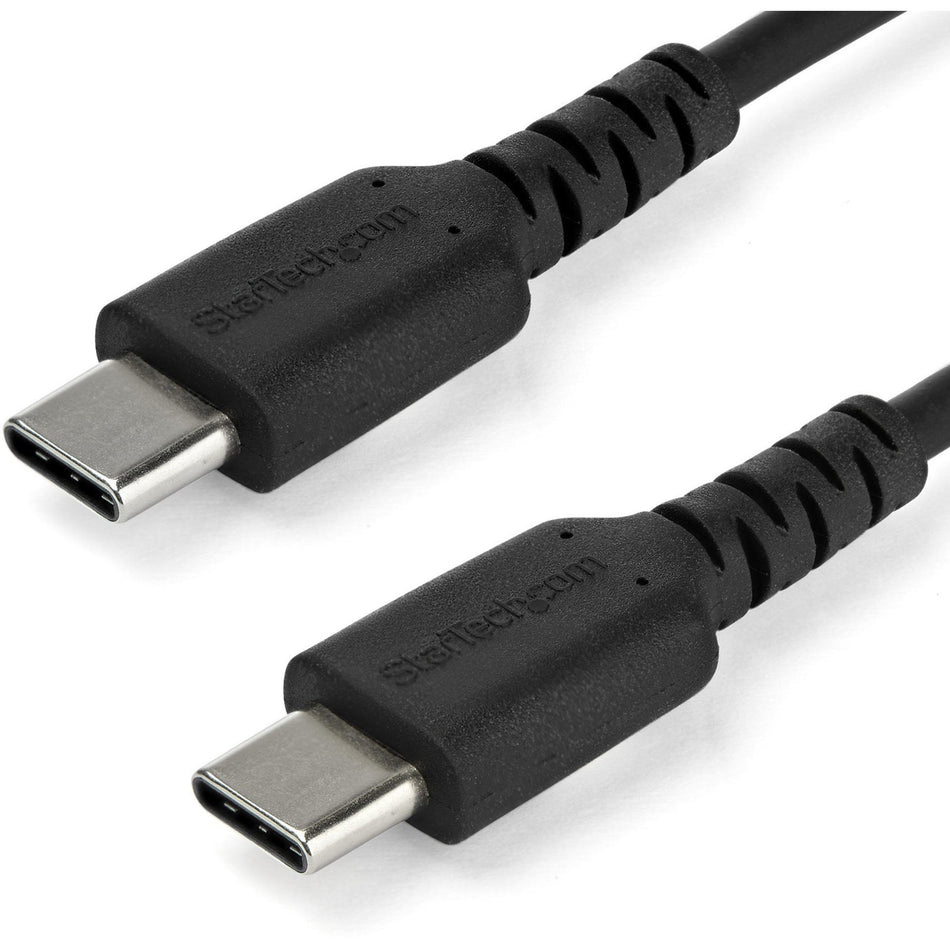 StarTech.com 2m USB C Charging Cable - Durable Fast Charge & Sync USB 2.0 Type C to C Charger Cord - TPE Jacket Aramid Fiber M/M 60W Black - RUSB2CC2MB