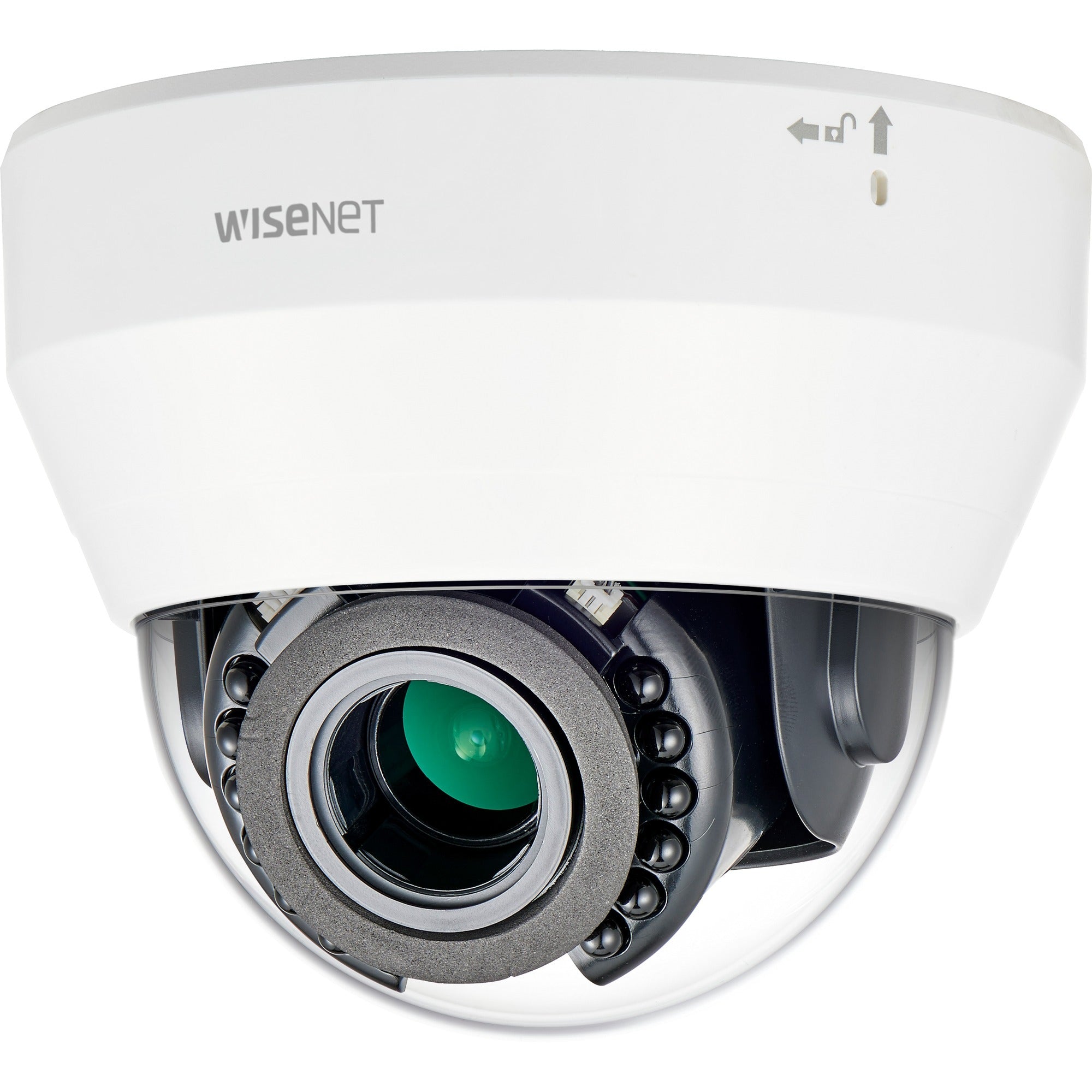 Wisenet LND-6012R 2 Megapixel Indoor Full HD Network Camera - Color, Monochrome - Dome - White - LND-6012R