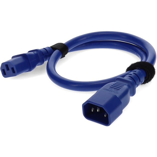 AddOn 1ft C13 Female to C14 Male 18AWG 100-250V at 10A Blue Power Cable - ADD-C132C1418AWG6FTBE