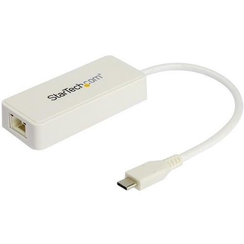 StarTech.com USB C to Gigabit Ethernet Adapter with USB A Port - White 1Gbps NIC USB 3.0/3.1 Type C to RJ45 Port/LAN Network Adapter TB3 - US1GC301AUW