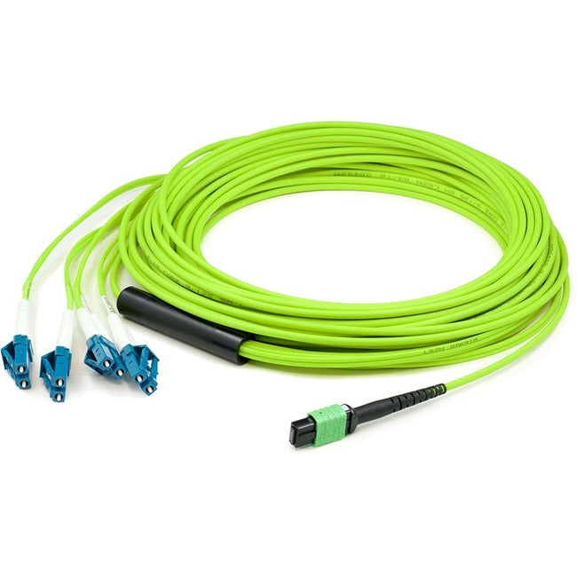 AddOn 1m MPO (Female) to 8xLC (Male) 8-strand Lime Green OM5 Fiber Fanout Cable - ADD-MPO-4LC-1M5OM5