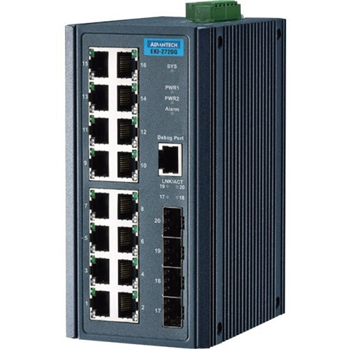 Advantech 16GE+4SFP Port Gigabit Unmanaged Industrial Switch - EKI-2720G-4F-AE