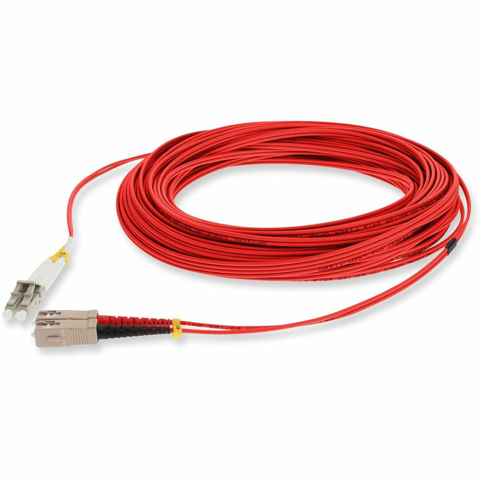 AddOn 20m SC to LC Red OM4 Duplex OFNR (Riser-Rated) Fiber Patch Cable - ADD-SC-LC-20M5OM4-RD