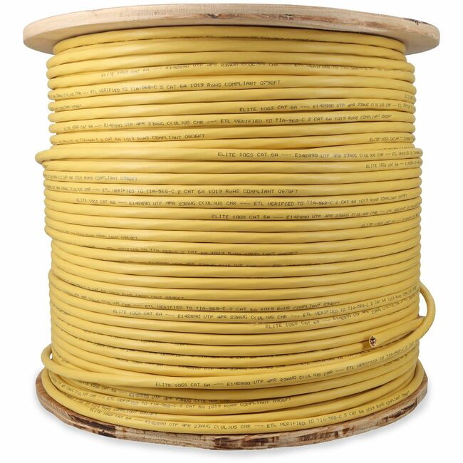 AddOn 1000ft Non-Terminated Yellow Cat6A UTP PVC Copper Patch Cable - ADD-CAT6ABULK1K-YW