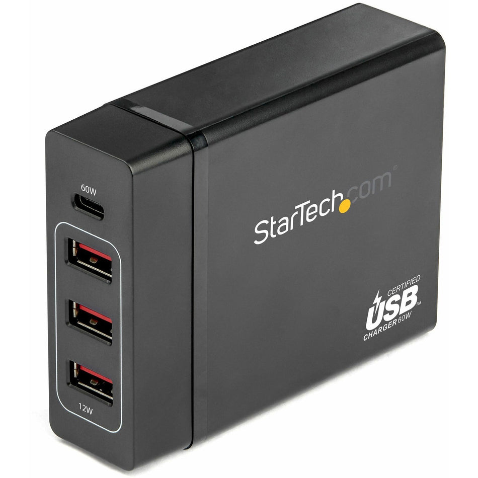 StarTech.com USB-C Charging Station, 72W, 1x USB-C + 3x USB-A, Portable Charger with PD, Laptop Replacement Charger, USB-C Power Adapter - DCH1C3A
