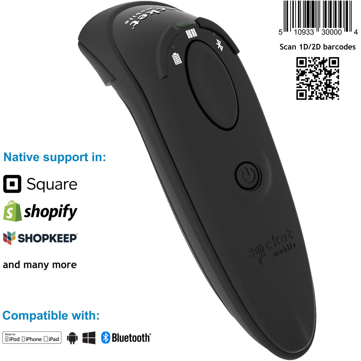 Socket Mobile DuraScan&reg; D740, Universal Barcode Scanner, Black - CX3760-2412