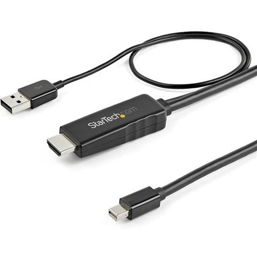 StarTech.com 6ft (2m) HDMI to Mini DisplayPort Cable 4K 30Hz - Active HDMI to mDP Adapter Cable with Audio - USB Powered - Video Converter - HD2MDPMM2M