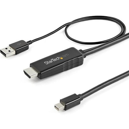 StarTech.com 6ft (2m) HDMI to Mini DisplayPort Cable 4K 30Hz - Active HDMI to mDP Adapter Cable with Audio - USB Powered - Video Converter - HD2MDPMM2M