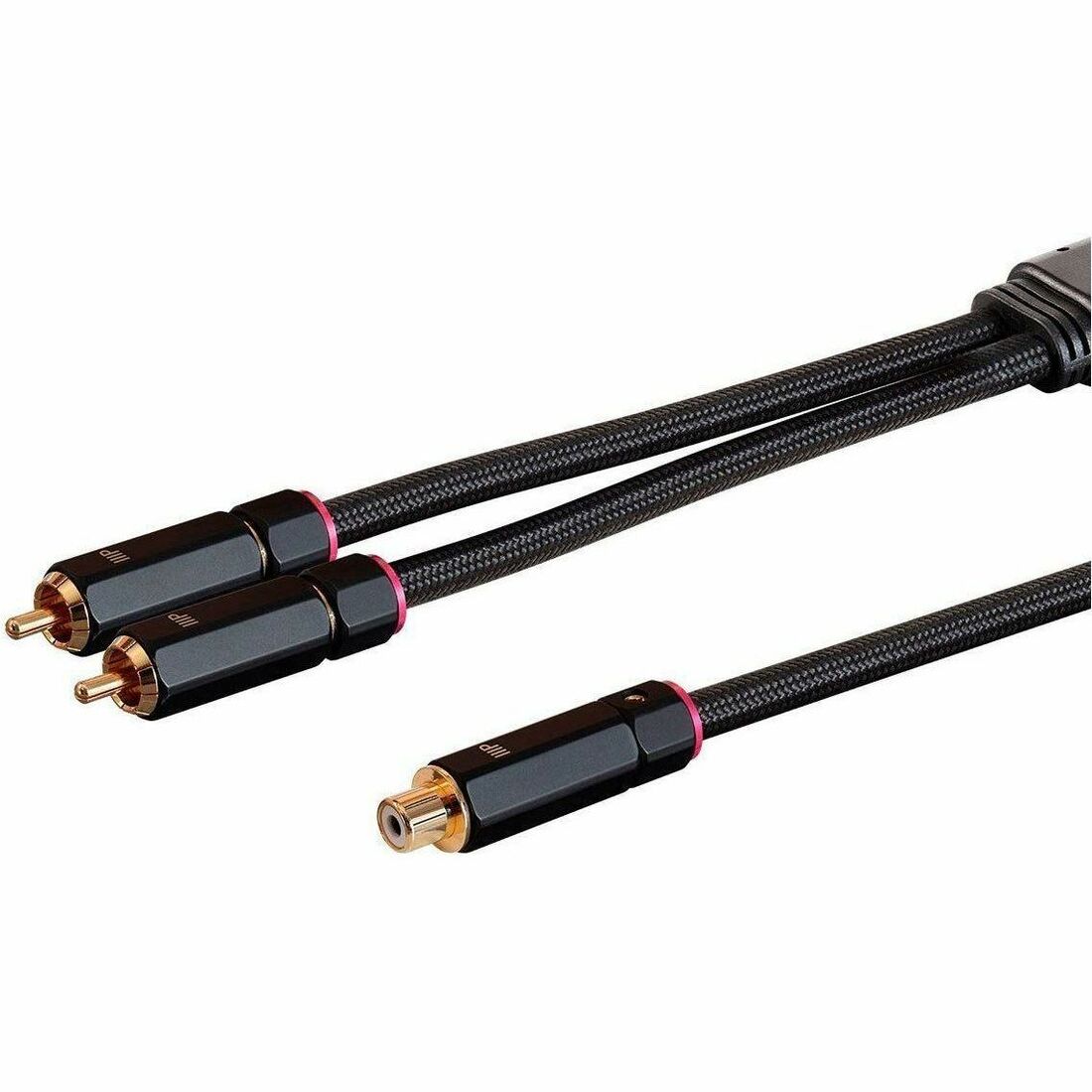 Monoprice Onix Series - 2-Male to 1-Female RCA Y-Adapter, 12in, Black - 38079