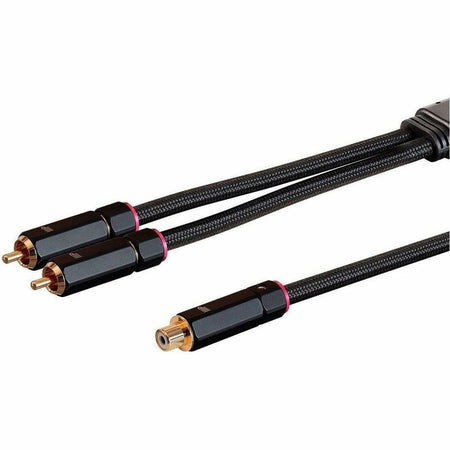 Monoprice Onix Series - 2-Male to 1-Female RCA Y-Adapter, 12in, Black - 38079