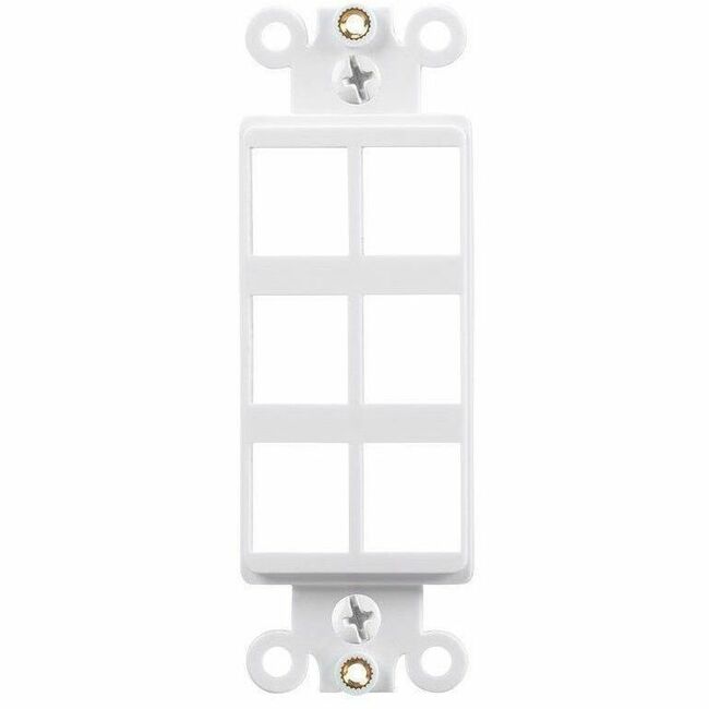 Monoprice Decor Insert for Keystone, 6-Port, White, 4"x1.4"x0.25" , w/Screws - 34518