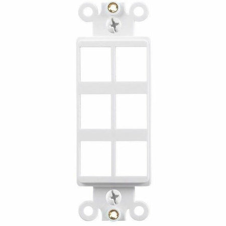 Monoprice Decor Insert for Keystone, 6-Port, White, 4"x1.4"x0.25" , w/Screws - 34518
