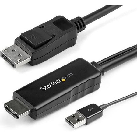 StarTech.com 6ft (2m) HDMI to DisplayPort Cable 4K 30Hz - Active HDMI 1.4 to DP 1.2 Adapter Cable with Audio - USB Powered Video Converter - HD2DPMM6