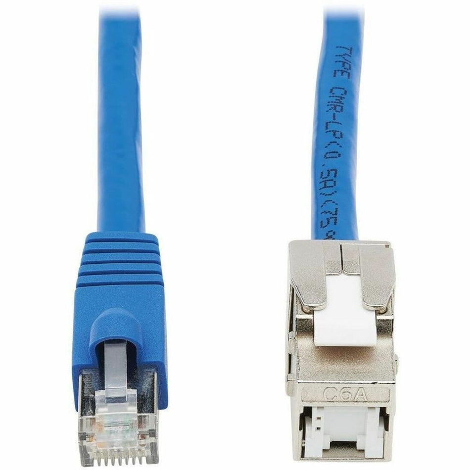 Eaton Tripp Lite Series Cat6 Keystone Jack Cable Assembly - Unshielded, PoE+, RJ45 M/F, 18-in. (45.72 cm), Blue, TAA - N237-F18N-WHSH