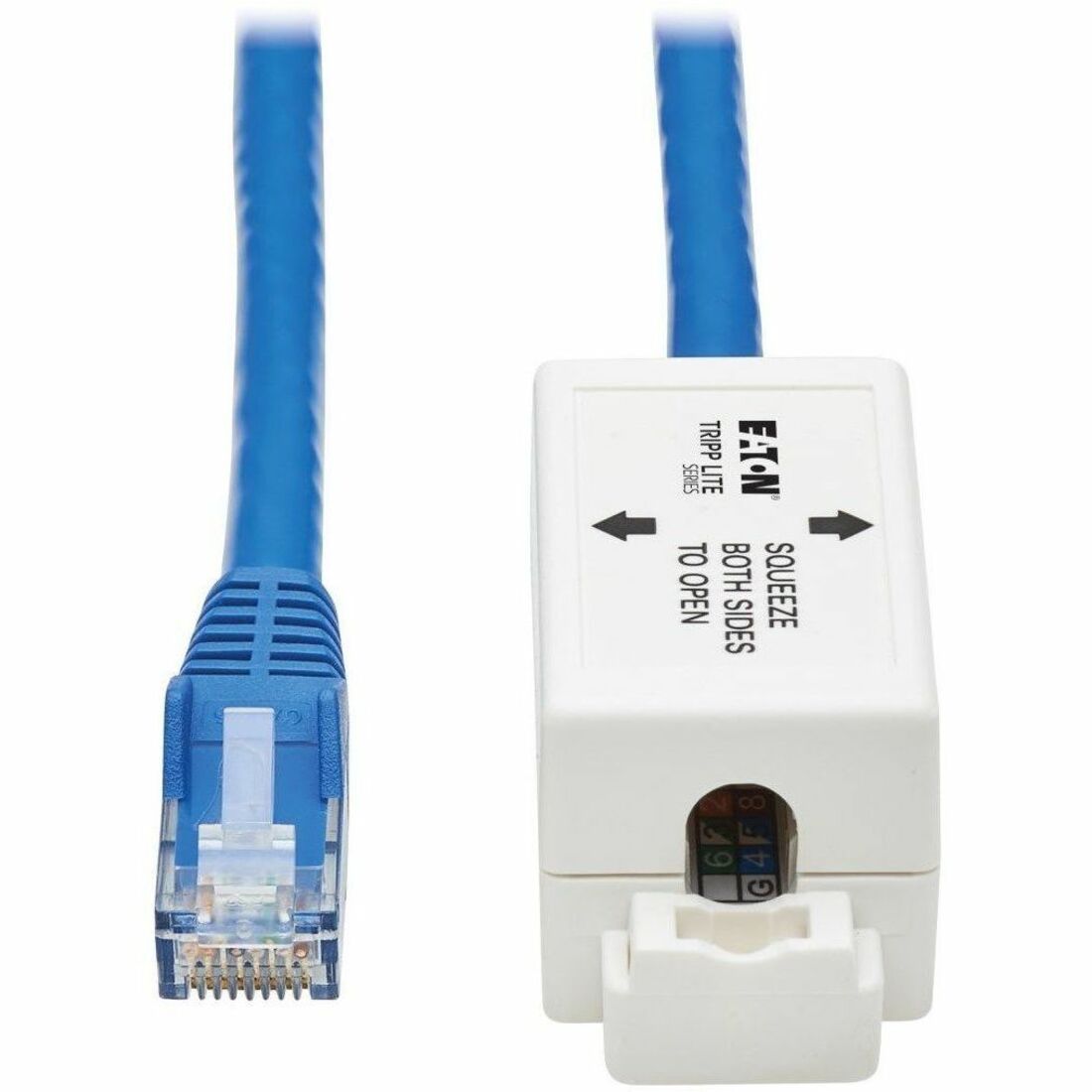 Eaton Tripp Lite Series Cat6a Keystone Jack Cable Assembly - Shielded, PoE+, RJ45 M/F, 18-in. (45.72 cm), Blue, TAA - N237A-F18N-WHSH