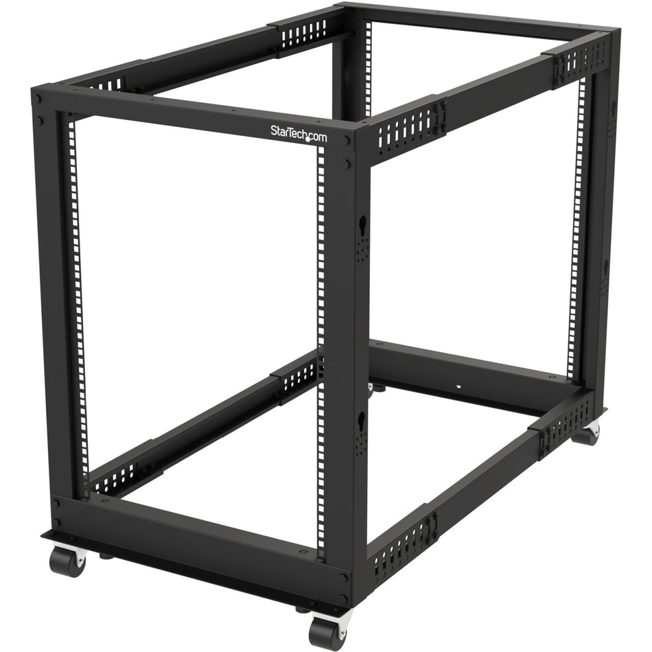 StarTech.com 4-Post 15U Mobile Open Frame Server Rack, 19" Network Rack with Casters, Rolling Rack for Computer/AV/Data/IT Equipment - 4POSTRACK15U