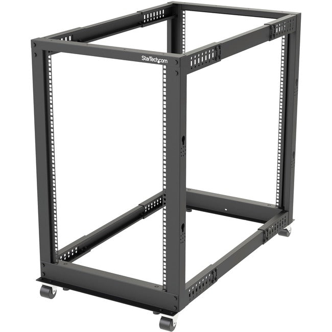 StarTech.com 4-Post 18U Mobile Open Frame Server Rack, 19" Network Rack with Casters, Rolling Rack for Computer/AV/Data/IT Equipment - 4POSTRACK18U