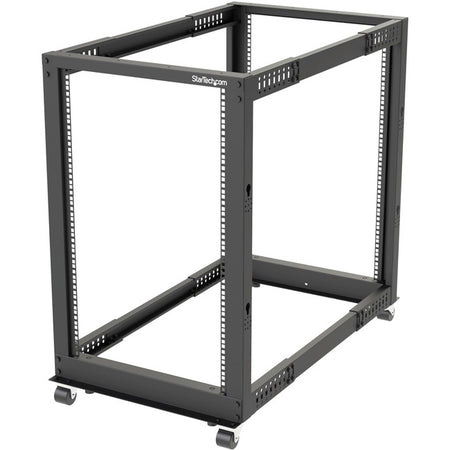 StarTech.com 4-Post 18U Mobile Open Frame Server Rack, 19" Network Rack with Casters, Rolling Rack for Computer/AV/Data/IT Equipment - 4POSTRACK18U