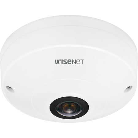 Wisenet QNF-8010 6 Megapixel Indoor Network Camera - Color - Fisheye - White - QNF-8010