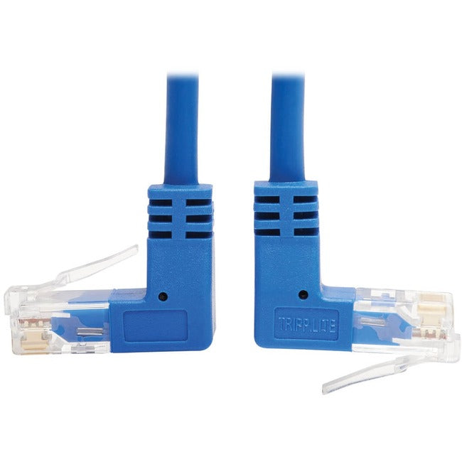 Tripp Lite by Eaton Up/Down-Angle Cat6 Gigabit Molded Slim UTP Ethernet Cable (RJ45 Up-Angle M to RJ45 Down-Angle M), Blue, 1 ft. (0.31 m) - N204-S01-BL-UD
