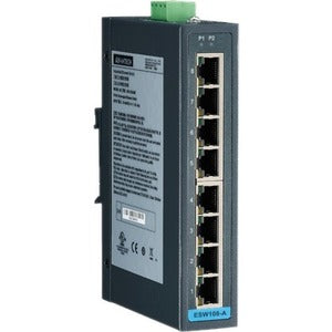 B+B SmartWorx 8FE Slim-type Unmanaged Industrial Ethernet Switch with Low Vac Power Input - ESW108-A