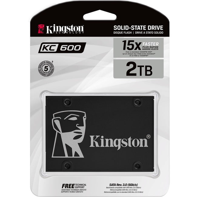 Kingston KC600 2 TB Solid State Drive - 2.5" Internal - SATA (SATA/600) - 3.5" Carrier - SKC600/2048G